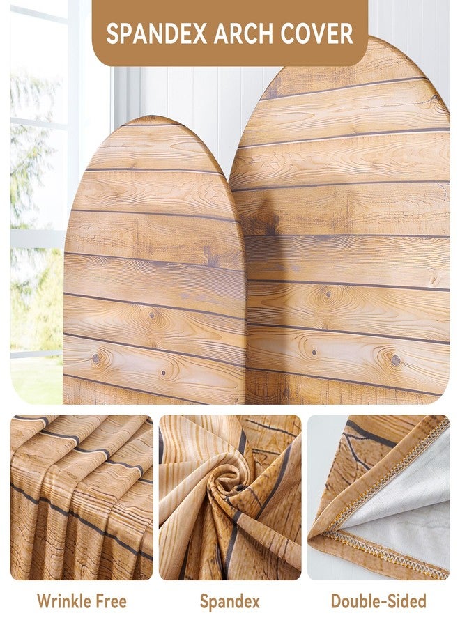 Htper 7.2FT Wooden Arch Backdrop Cover Spandex, Wrinkle Free Fitted Arch Background Cover Farmhouse Style, Vintage 2-Sided Round Top Chiara Arch Cover for Wedding Photography Birthday Baby Shower - Image 2